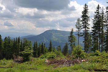 Hora s vysílačem je Skrzyczne (1257 m.n.m.), nejvyšší hora Slezských Beskyd (Beskid Śląski) (IČ)