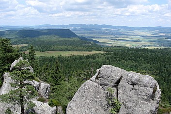 Vystoupali jsme nahoru a otevřel se nám pohled na Božanovský Špičák a Korunu (VČ)